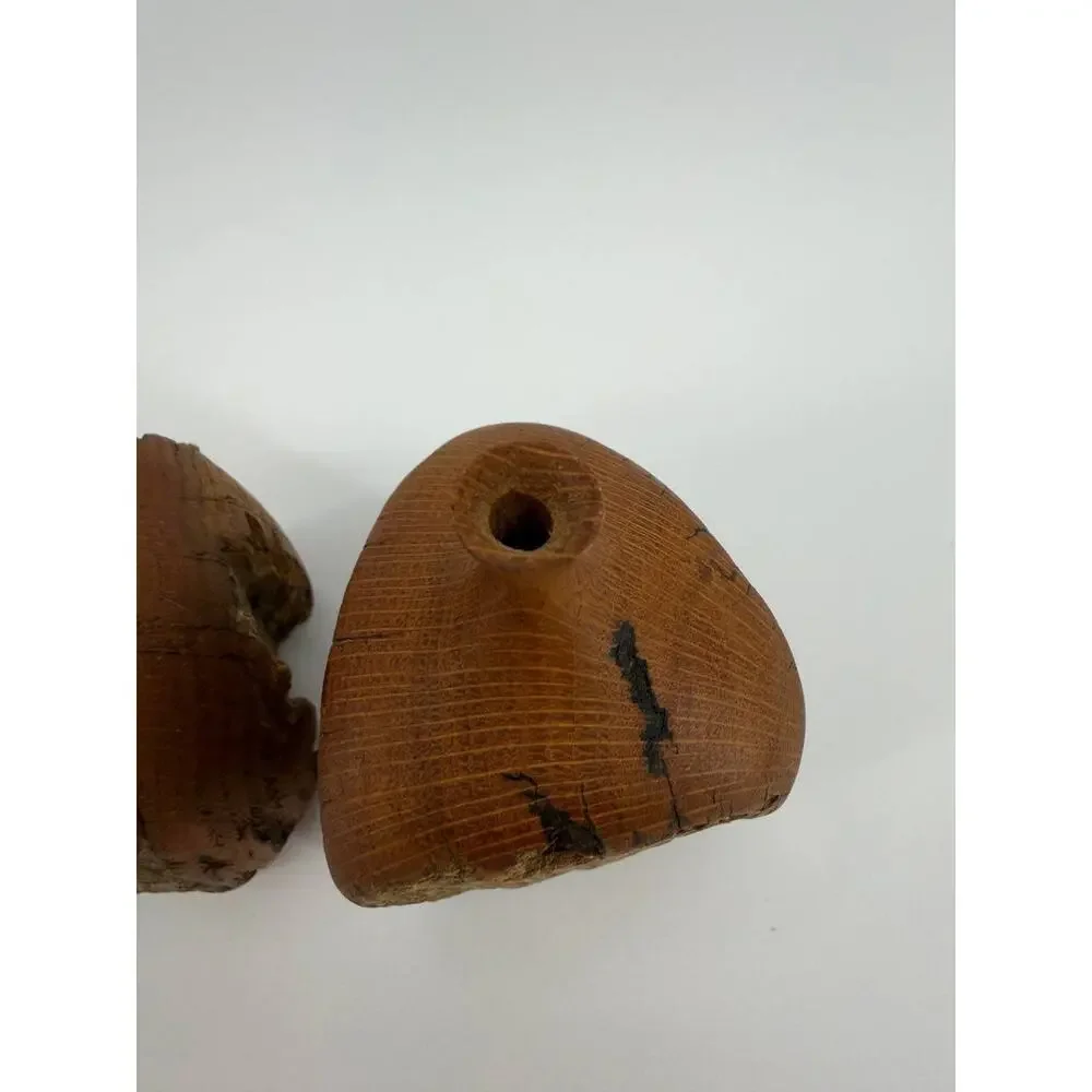 Studio Art Pottery Wood Bud Vase Set Signed Jabeh Hand Carved Rustic Wood Vases